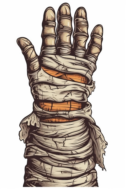 Cartoon of an Egyptian mummy hand for the halloween party