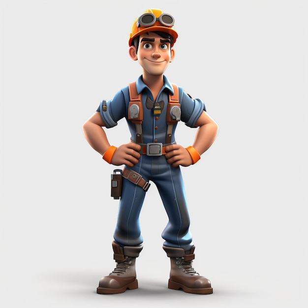 Cartoon Electrician Worker In Masonry Construction Outfit