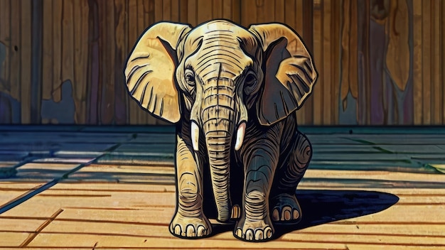 a cartoon elephant sitting on the ground a woodcut by Cicely Hey featured on pinterest rayonism