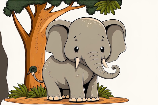 Cartoon elephant on a white backdrop