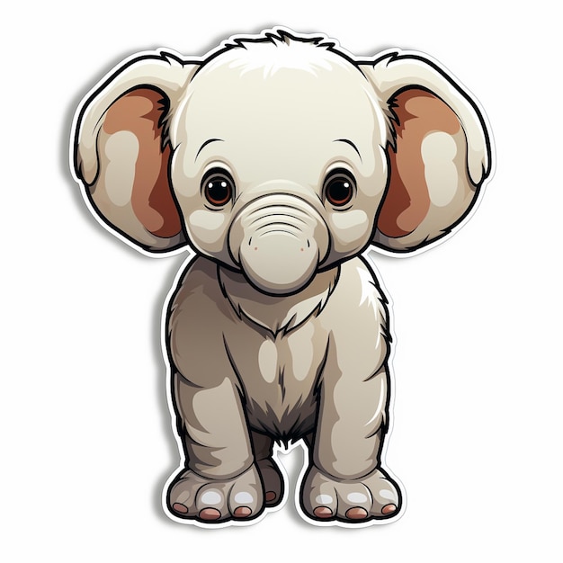 cartoon elephant with ears sticking out standing in front of a white background generative ai