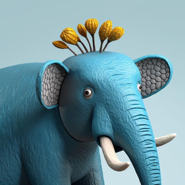 Cartoon Elephant With Flowers Meticulous Photorealistic Still Life