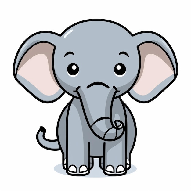 Photo cartoon elephant with a long tusk standing in front of a white background generative ai