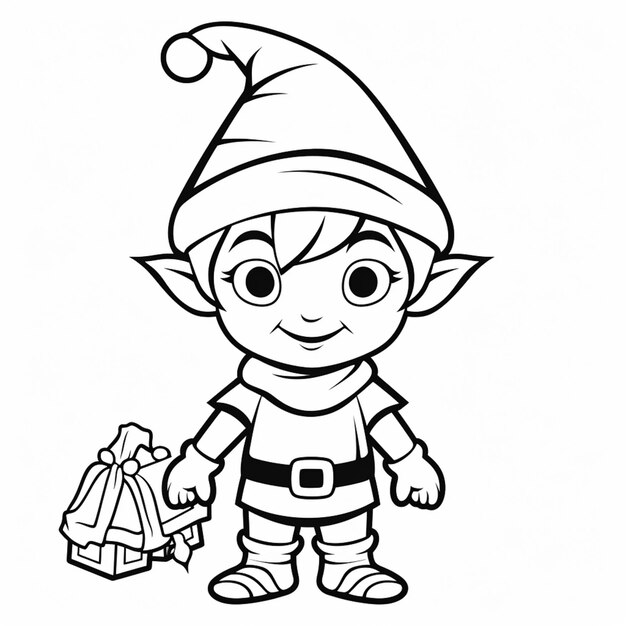 Photo a cartoon elf with a bag and a bag of presents generative ai