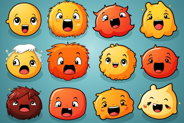 cartoon emoticions of different faces with different expressions generative ai