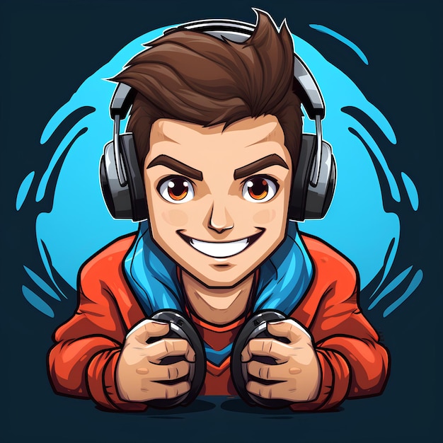 Photo cartoon esport gamer character and logo design