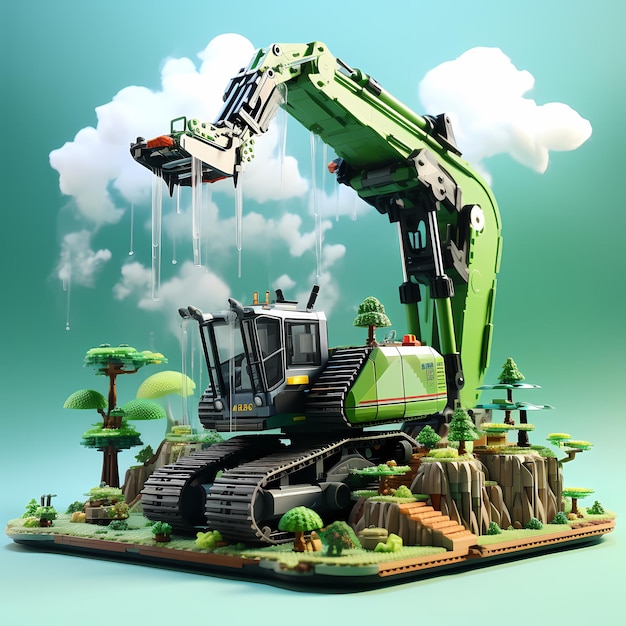 cartoon excavator construction excavator mining 3d excavator