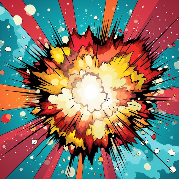 мультфильм взрыв красочного взрыва с вспышкой цвета генеративный ай