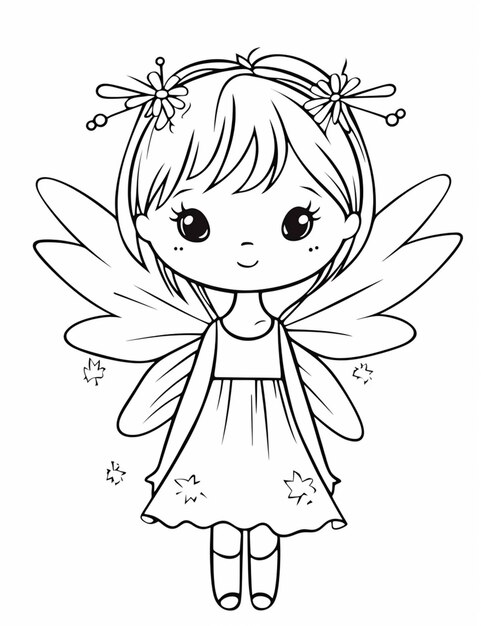 Photo a cartoon fairy girl with wings and a tiable generative ai