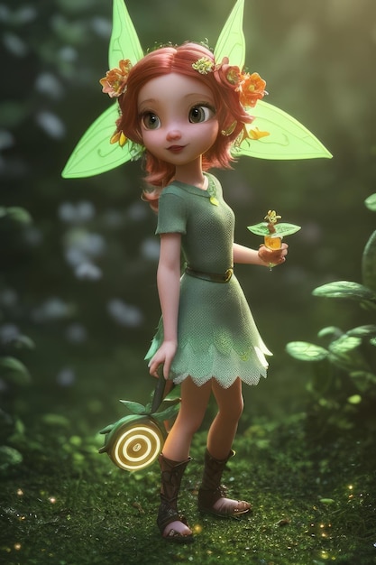 A cartoon of a fairy holding a lantern