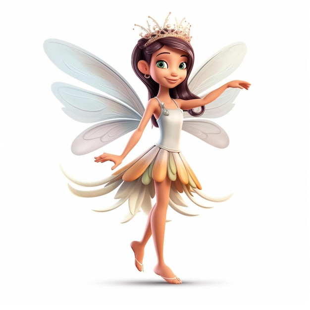 Cartoon fairy with a tia on her head and a dress generative ai