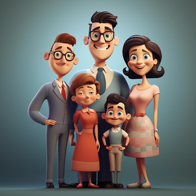 Foto cartoon familie 3d