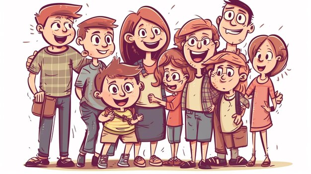 A cartoon of a family with one of them wearing a shirt that says'i'm a big kid '