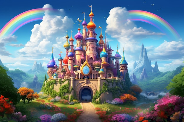 Photo cartoon fantasy castle