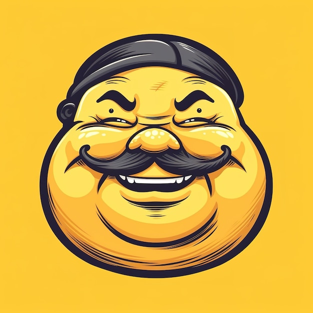 A cartoon of a fat man with a mustache and a mustache.