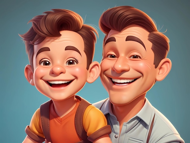 Cartoon Father and Son smiling