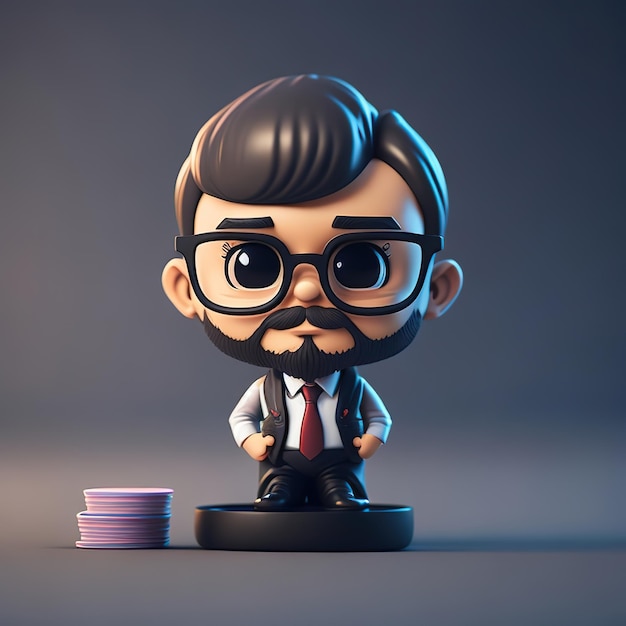 A cartoon figure a teacher man with glasses and books