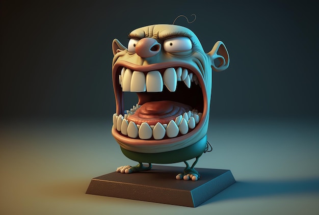 Photo cartoon figure with realistic teeth