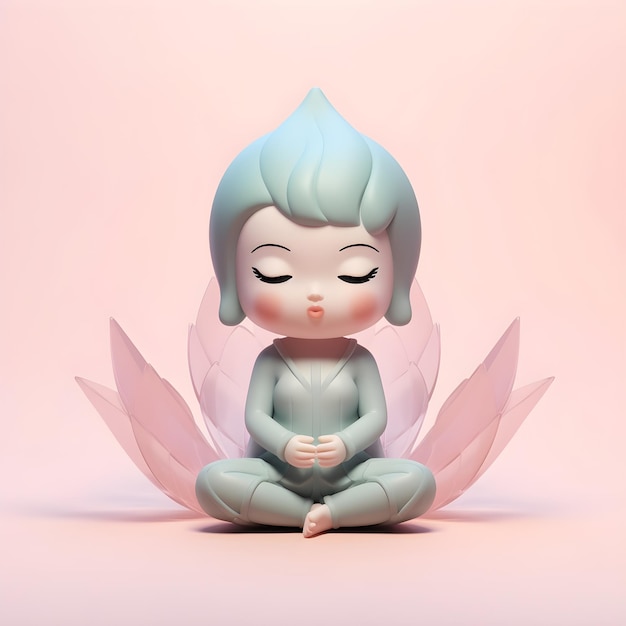 Photo a cartoon figurine of a girl meditating
