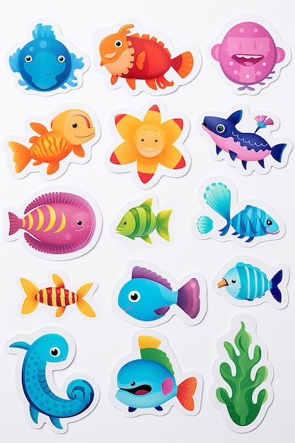 cartoon fish sticker card