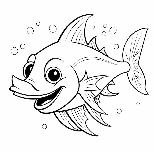 a cartoon fish with big eyes and a big smile generative ai