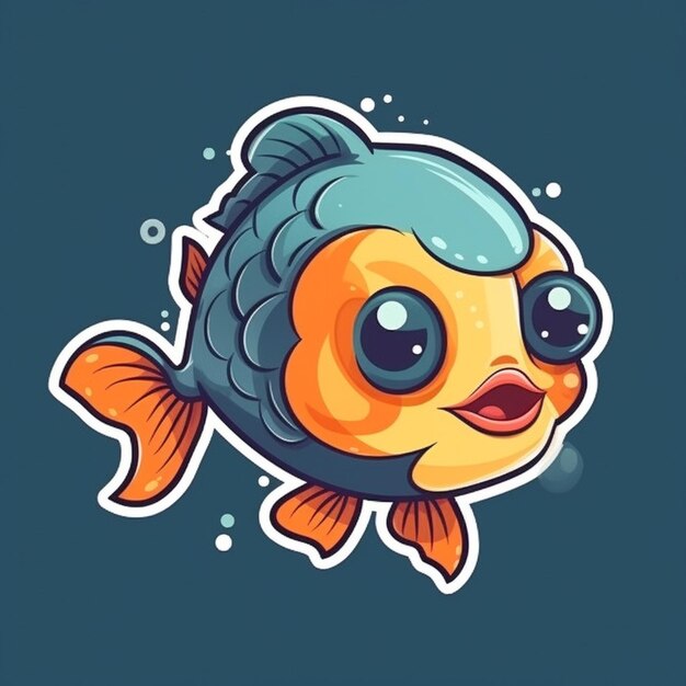 Photo a cartoon fish with big eyes and a blue nose generative ai