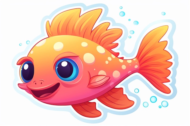 Foto pesce dei cartoni animati con occhi grandi e un sorriso sul viso generativo ai