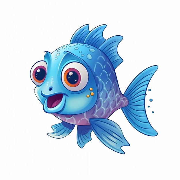 cartoon fish with big eyes and a smile on its face generative ai