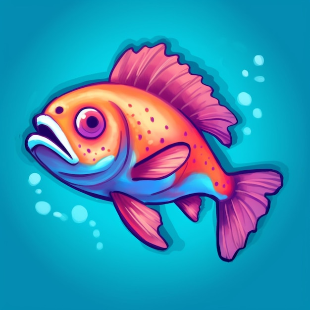 Cartoon fish with a big mouth and big eyes generative ai