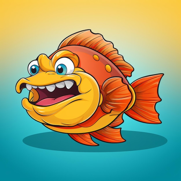 a cartoon fish with big teeth and open mouth