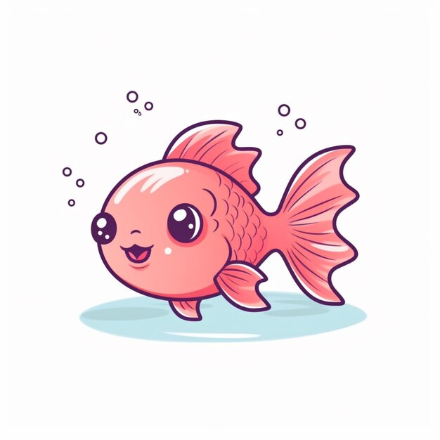 Photo cartoon fish with bubbles floating around its face generative ai