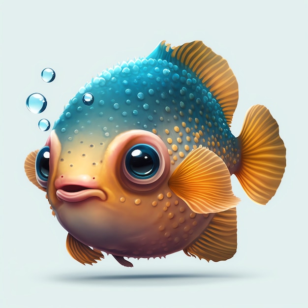 Photo a cartoon fish with bubbles