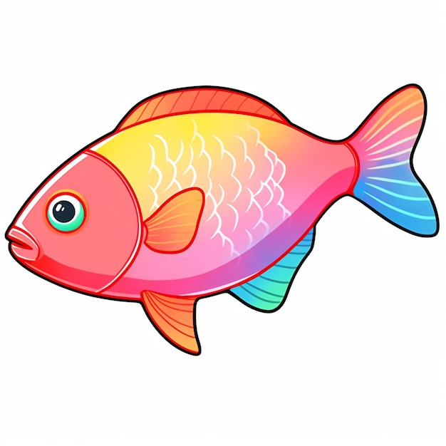 Cartoon fish with a colorful body and blue eyes generative ai