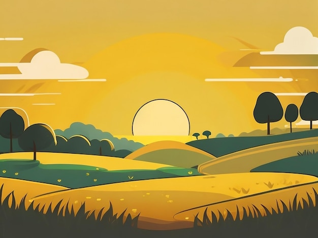 Cartoon Flat Adventure Whimsical Landscape in Playful Style