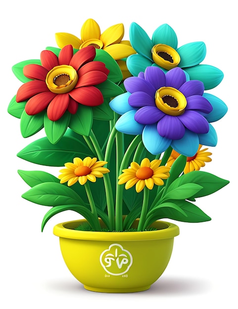 Photo cartoon flower 3d art