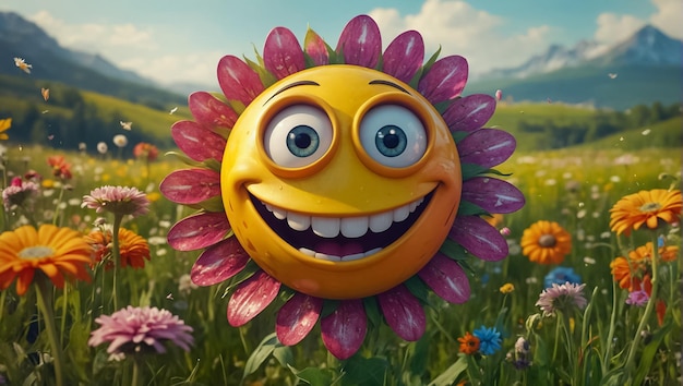 Цветок мультфильма цветет летом