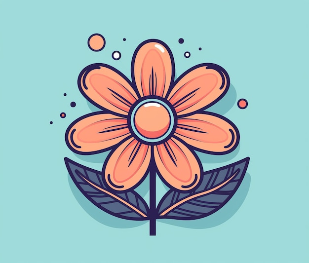 Cartoon flower on a blue background.