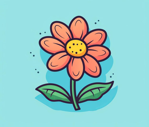 Cartoon flower on a blue background