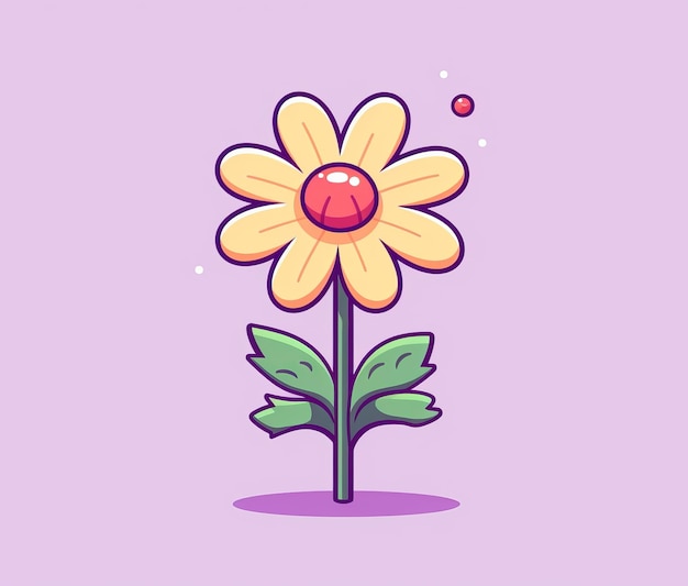 A cartoon of a flower with a gem on it