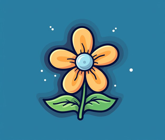 A cartoon flower with a pearl on it