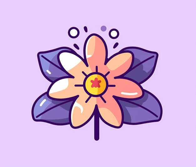A cartoon flower with a star on it