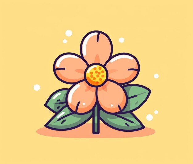 A cartoon flower with a yellow background