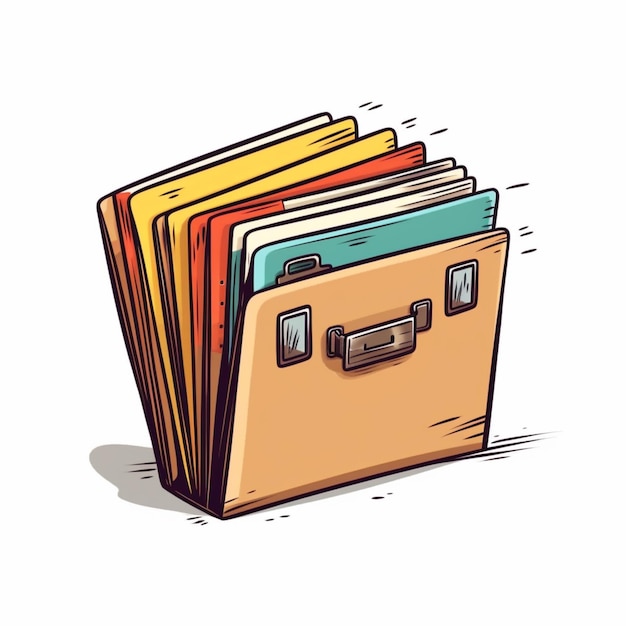 A cartoon of a folder with the word folder on it.