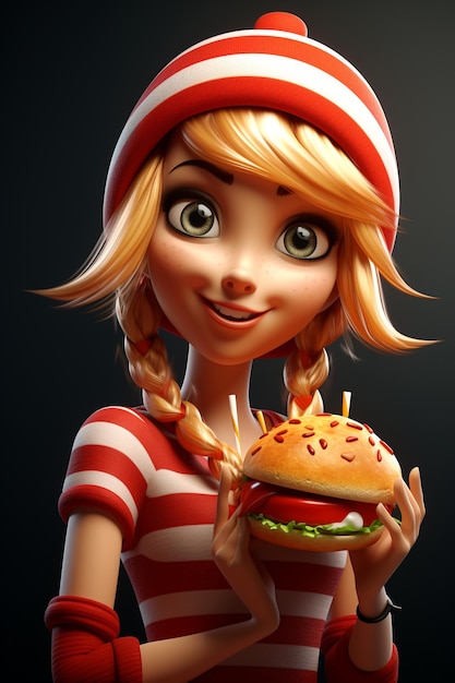 Cartoon foodball meisje 3d karakter