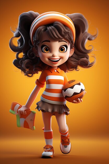 Cartoon football 3d character