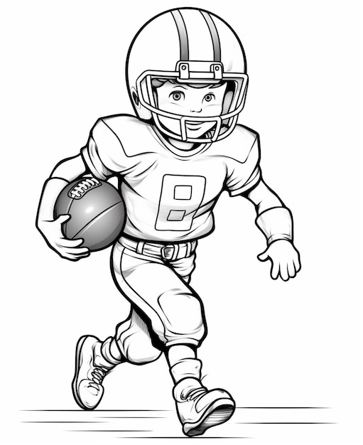 Photo a cartoon football player running with a ball generative ai