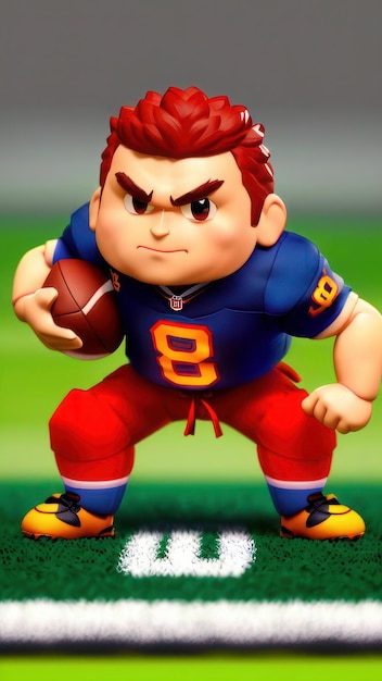 A cartoon of a football player with the number 8 on his jersey.