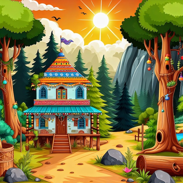 Cartoon forest background