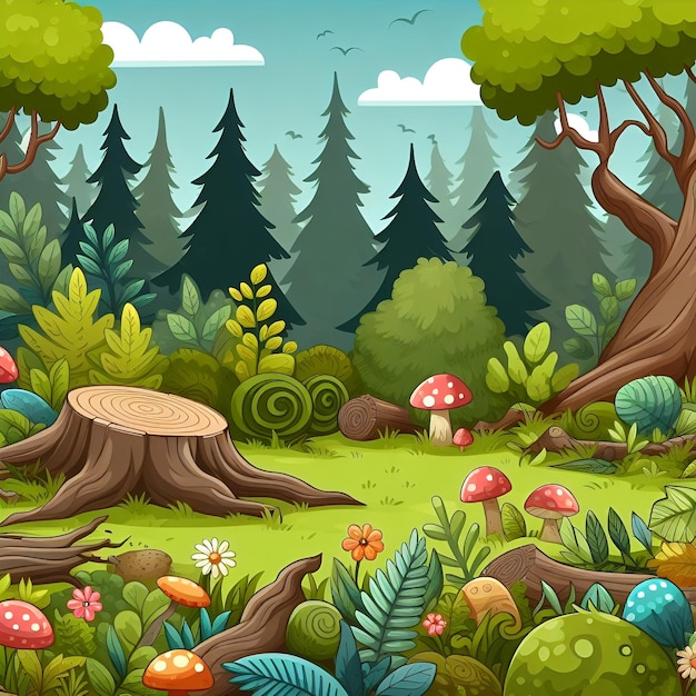 Photo cartoon forest background