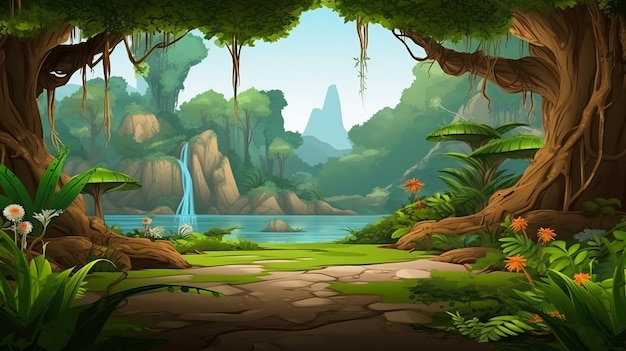 Cartoon forest environment background